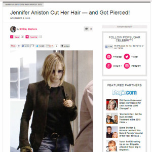 Jennifer Aniston con i capelli corti