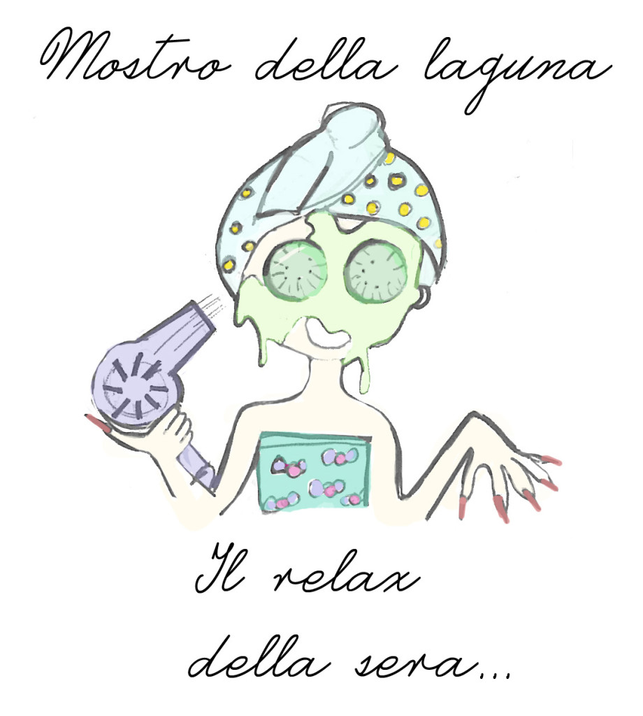 Beauty routine serale, disegno Francesca Fortino